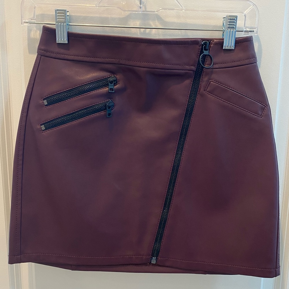 NWT Express Red Pleather Mini Skirt with Zippers